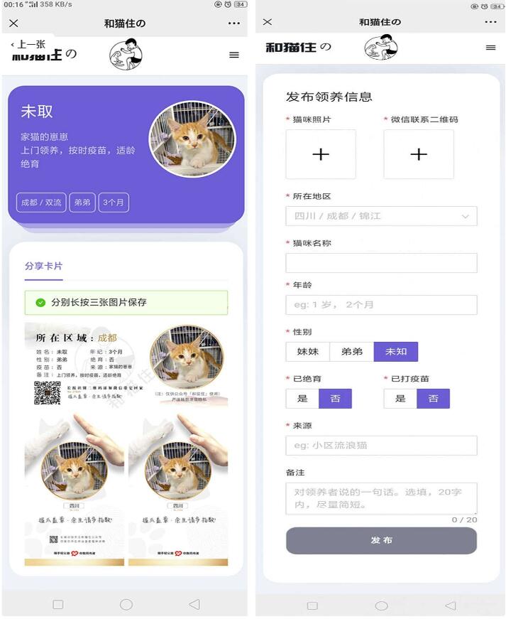 php流浪猫流浪狗宠物领养源码wap版