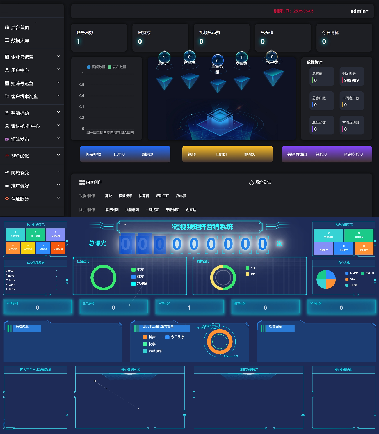 抖音矩阵云混剪系统 源码短视频矩阵营销系统V2.3.0(免授权版)