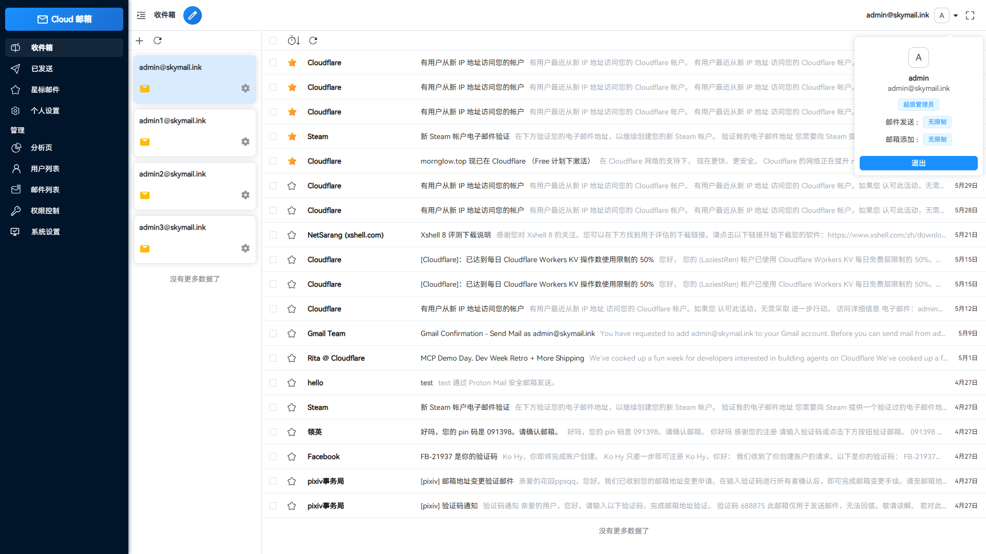 image.png Email邮箱服务系统,支持邮件发送TG转发,无需服务器可部署到Cloudflare平台